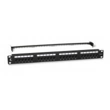 Патч-панель 19" (1U), 24 порта RJ-45, категория 6, Dual IDC, с задним кабельным организатором Cabeus PL2-24-Cat.6-Dual
