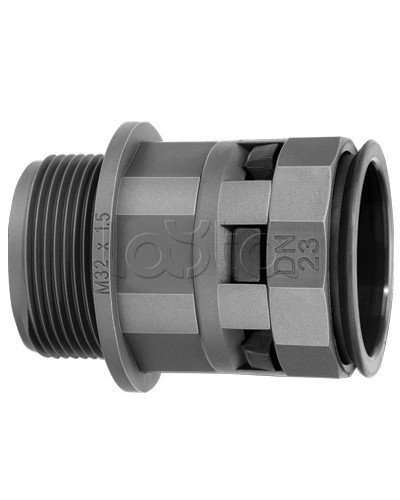 Муфта труба-коробка DN 48 мм, М63х1,5, полиамид, цвет черный DKC PAM48M63N в Белгороде Повороты, муфты, тройники Pintop.ru