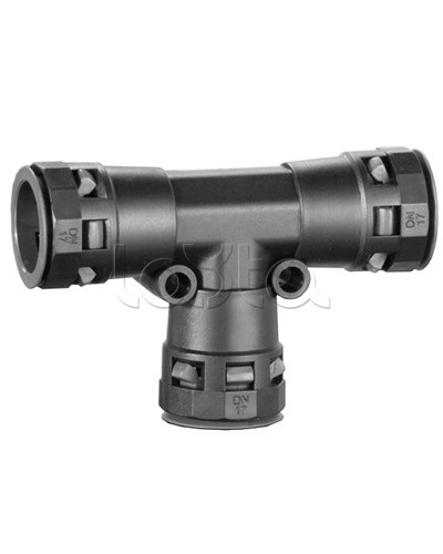 Тройник DN 36/36/36 мм, полиамид, цвет черный DKC PAT36N в Белгороде Повороты, муфты, тройники Pintop.ru