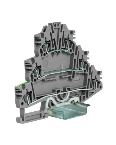 Зажим трех-уровневый c заземлением на нижнем уровне 2,5 кв.мм, серый DKC ZHL500GR в Белгороде Держатели, клипсы, скобы Pintop.ru