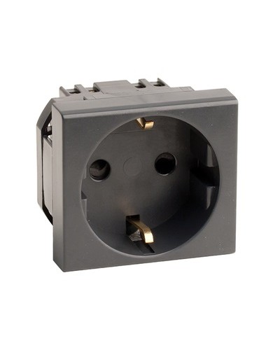 Розетка силовая 2Р+Е, со шторками, «Viva», 2 мод., цвет черный DKC (45205) в Белгороде Аксессуары для кабель-канала Pintop.ru