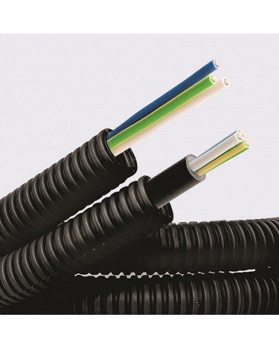 Электротруба ПНД гибкая гофр. д.16мм, цвет черный, с кабелем ВВГнг(А)-LS 3х1,5мм² РЭК ГОСТ+, 50м DKC 7L71650 в Белгороде Труба гофрированная Pintop.ru