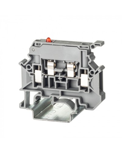 Клемма для предохранителя , винтовой зажим, 2 точки подключения, 4 кв.мм, серая DKC TUR-4-HESILED250 в Белгороде Клеммные колодки Pintop.ru