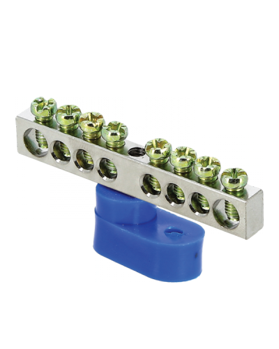 Шина 0 N (6x9мм) 8 отв. цинк синий угловой изолятор EKF PROxima (sn1-63-08-1) в Белгороде Крепежные изделия Pintop.ru