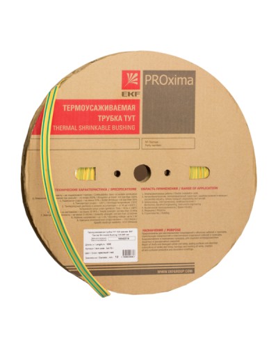 Термоусаживаемая трубка ТУТ нг 16/8 жел-зел рулон EKF PROxima (tut-16-yg) в Белгороде Аксессуары для кабель-канала Pintop.ru