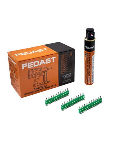 Гвозди 3.0*19 мм усиленные для монтажного пистолета в комплекте с газовым баллоном 165 мм FEDAST (fd3019egfc) в Белгороде Крепеж: Дюбели, шурупы, саморезы Pintop.ru