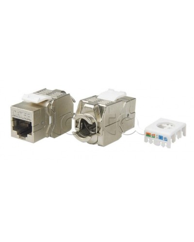 Вставка Keystone Jack RJ-45(8P8C) Hyperline KJ8-8P8C-C5e-180-TLS-SH-F-WH в Белгороде Модули Keystone Pintop.ru