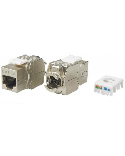 Вставка Keystone Jack RJ-45(8P8C) Hyperline KJ8-8P8C-C6A-180-TLS-SH-F-WH в Белгороде Модули Keystone Pintop.ru