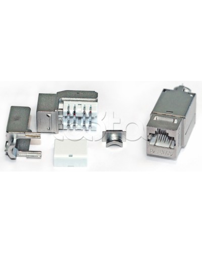 Вставка Keystone Jack RJ-45(8P8C), категория 6A, экранированная, 110 IDC, заделка с помощью NE-TOOL, белая Hyperline KJNE-8P8C-C6A-90-SH-F-WH в Белгороде Модули Keystone Pintop.ru