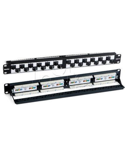 Патч-панель 19, 1U, с угловыми портами, 24 порта RJ-45, категория 6 Hyperline PP2A-19-24S-8P8C-C6-110 в Белгороде Патч панель Pintop.ru