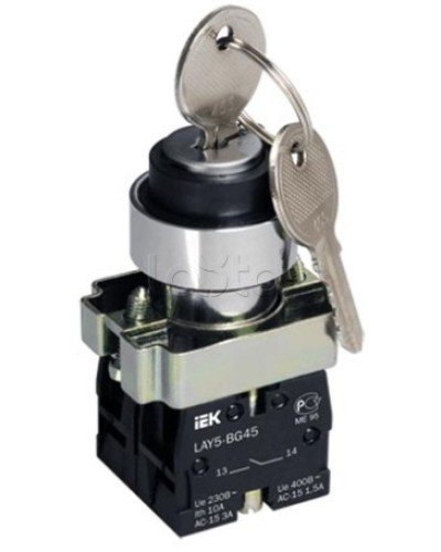 Переключатель LAY5-BG45 на 2 положения с ключом без фиксации IEK BSW80-BG-2-K02 в Белгороде Аксессуары для стоек и шкафов Pintop.ru