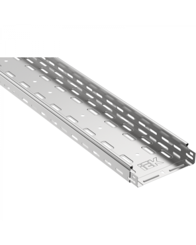 ESCA Лоток перфорированный 50х150х3000 RAL 9016 IEK (CLPK10-050-150-3) в Белгороде Аксессуары для лотков Pintop.ru