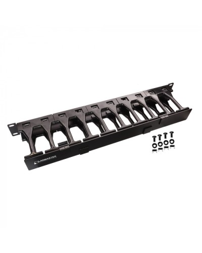 Кабельный органайзер 19 c пластиковыми пальцами глубиной 106 мм и крышкой, 1U LANMASTER (LAN-ORG-PF/S-1U) в Белгороде Кабельные органайзеры Pintop.ru