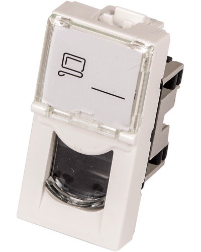 Вставка Mosaic 22.5x45, RJ-45 UTP, белая LANMASTER (LAN-SIP-22U5E-WH) в Белгороде Коннекторы и разъемы Pintop.ru
