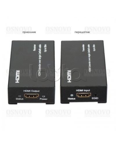 Комплект для передачи HDMI по одному кабелю витой пары CAT5e/6 до 50м OSNOVO TA-Hi/1+RA-Hi/1 в Белгороде Видеоусилители, Модуляторы, Делители Pintop.ru