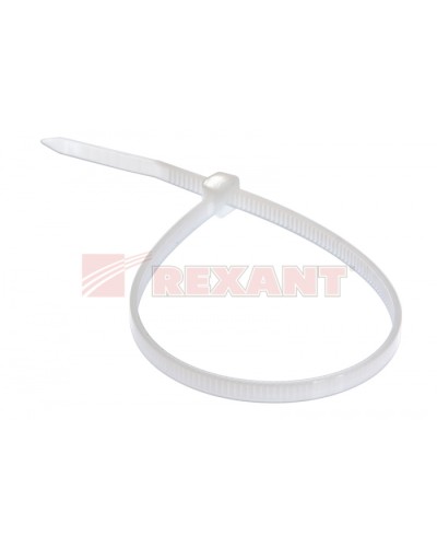 Хомут-стяжка нейлоновый 5х250 мм белый (100шт/уп) REXANT 07-0250-5 в Белгороде Стяжки-хомуты Pintop.ru