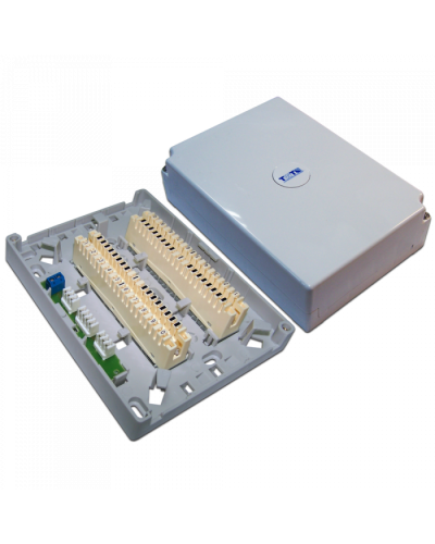 Настенная коробка с установленными плинтами, 2 размыкаемых плинта, 20 пар, пластик TWT (TWT-DB10-2P-DIS) в Белгороде Кросс оптический Pintop.ru