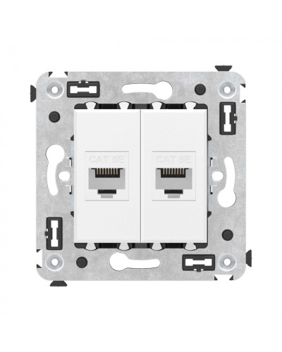 Компьютерная розетка RJ-45 без шторки в стену, кат.5е двойная, Avanti, Белое облако DKC 4400664 в Белгороде Розетки компьютерные и телефонные Pintop.ru