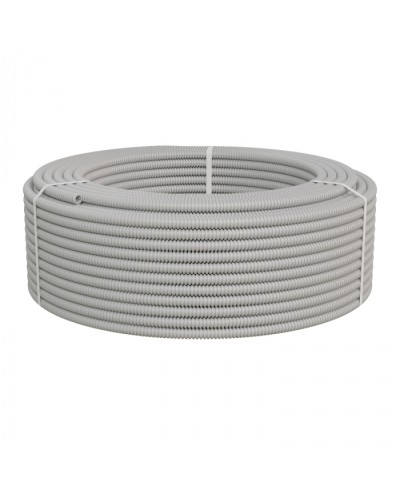 Труба ПНД-FRUF гофрир. тяжелая, с зондом, без галогена, трудногорючая, атмосферостойкая,цвет серый, диам. 16мм (100м) Экопласт (21116HFR-UF) в Белгороде Труба гофрированная Pintop.ru