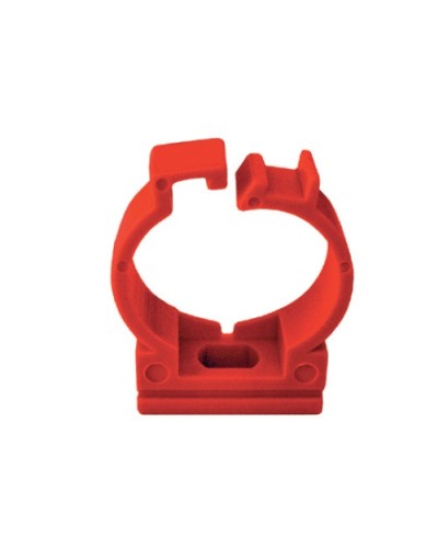 Держатель с защелкой для труб D25мм, АБС, цвет красный Экопласт (49625-50) в Белгороде Держатели, клипсы, скобы Pintop.ru