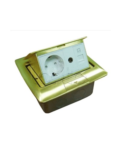 Люк встраиваемый на 1,5 модуля (45х45 мм) с коробкой, латунь, IP44 Экопласт 70023 в Белгороде Системы лючков и колонн Pintop.ru