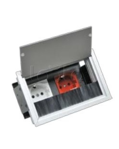 Люк настольный встраиваемый на 2 модуля (45х45мм) с крышкой, алюминий IP20 Экопласт 70042 в Белгороде Системы лючков и колонн Pintop.ru