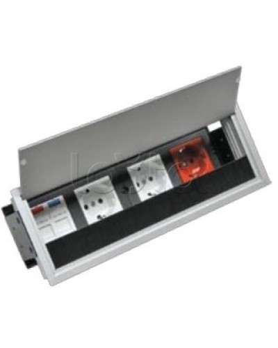 Люк настольный встраиваемый на 4 модулей (45х45мм) с крышкой, алюминий IP20 Экопласт 70044 в Белгороде Системы лючков и колонн Pintop.ru