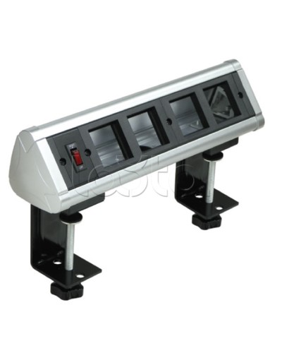 Блок настольный с выключателем нагрузки на 4 модуля (45х45мм) на струбцинах (алюминий) Экопласт 70314 в Белгороде Аксессуары для кабель-канала Pintop.ru