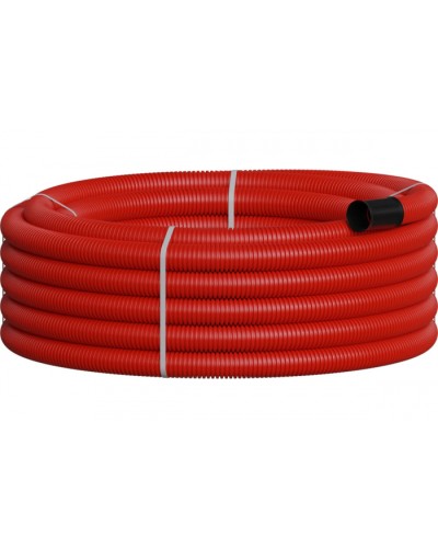 NR040 Двустенная труб.а ПНД гибкая, тип 450, SN29, с зондом, D40мм (20м) цвет красный Экопласт 801040-20 в Белгороде Гладкая труба Pintop.ru