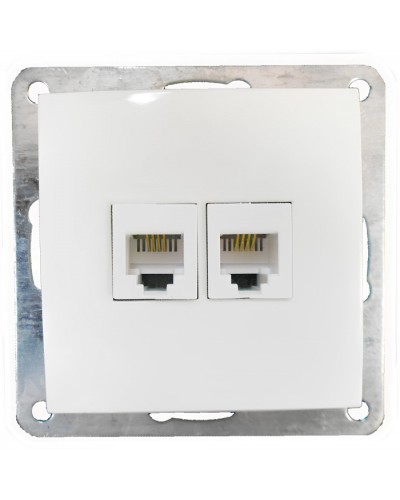 Розетка телефонная двойная 2хRJ-11 с накладкой (белый) LK60 (865604) в Белгороде Розетки компьютерные и телефонные Pintop.ru