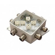 Коробка монтажная огнестойкая Гефест КМ-О (10к*6,0)-IP66-120х120, восемь вводов