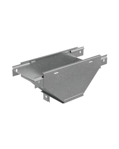 Т-ответвитель переходник 50х300-200 мм верт. c разворотом трассы на 90 гр. ПЛЮС (нижняя часть меньше исходной) HD КМ-Профиль (TDPSplus90-50-300-200 HD) в Белгороде Аксессуары для лотков Pintop.ru