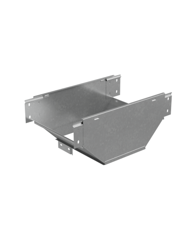 Т-ответвитель переходник 100х200-150 мм верт. c разворотом трассы на 90 гр. ПЛЮС (нижняя часть меньше исходной) HD КМ-Профиль (TDPSplus90-100-200-150 HD) в Белгороде Аксессуары для лотков Pintop.ru