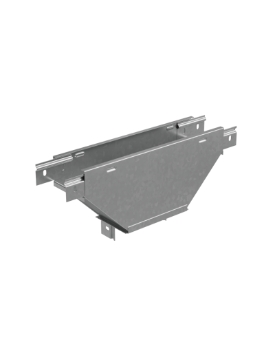 Т-ответвитель переходник 50х100-600 мм верт. c разворотом трассы на 90 гр. ПЛЮС (нижняя часть больше исходной) INOX304 КМ-Профиль (TDPVplus90-50-100-600 INOX304) в Белгороде Аксессуары для лотков Pintop.ru