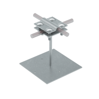 Приклеиваемый держатель с крестообразным соединителем для прутка Ø 5-12 мм и полосы до 20 мм H90 мм CU КМ-профиль (PDX-H90-D5-12-B20 CU)