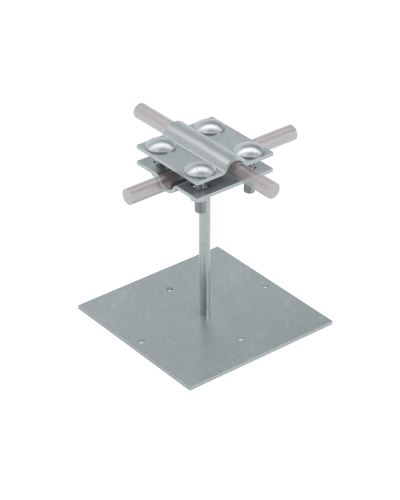 Приклеиваемый держатель с крестообразным соединителем для прутка Ø 5-12 мм и полосы до 20 мм H90 мм КМ-профиль (PDX-H90-D5-12-B20) в Белгороде Монтажные материалы Pintop.ru