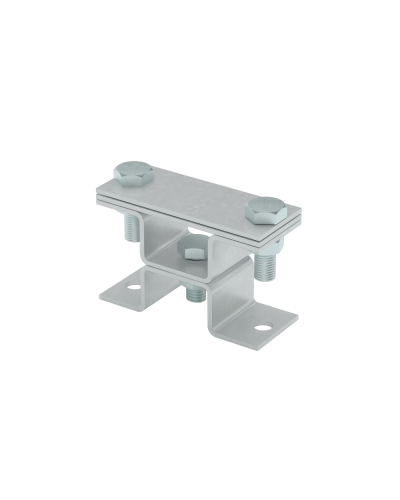 Универсальный держатель на мостовой опоре двойной для полосы до 40 мм с 2 пластинами TD КМ-профиль (XUDMO2-B40 TD) в Белгороде Аксессуары для лотков Pintop.ru