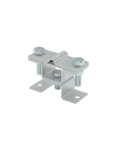 Универсальный держатель на мостовой опоре двойной для прутка Ø 5-8 мм и полосы до 40 мм с 2 пластинами TD КМ-профиль (XUDMO2-D5-8-B40 TD) в Белгороде Аксессуары для лотков Pintop.ru