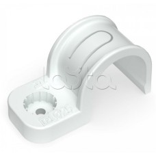 Крепеж-скоба пластиковая односторонняя для прямого монтажа белая в п/э д25 Промрукав (PR13.0378)