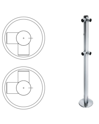 Стойка ограждения L-образная с отверстием под фиксатор, 2 муфты слева (антик серебро) Oxgard в Белгороде Ограждения Pintop.ru