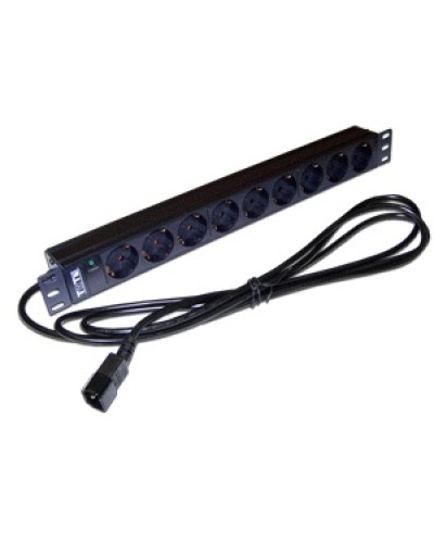 Блок розеток 19 9 шт. без выключателя, 10A 250V, шнур питания с вилкой C14, 3.0 м TWT TWT-PDU19-10A9P4-3.0 в Белгороде Блоки розеток Pintop.ru