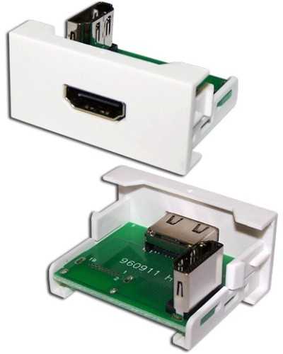 Вставка Mosaic 22.5x45 с адаптером HDMI 90 градусов, мама, белая LANMASTER (LAN-WA-LP-HD90F-WH) в Белгороде Коннекторы и разъемы Pintop.ru