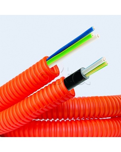 Электротруба ПНД гибкая гофр. д.16мм, цвет оранжевый, с кабелем ВВГнг(А)-LS 3х1,5мм² РЭК ГОСТ+, 100м DKC 7L916100 в Белгороде Труба гофрированная Pintop.ru