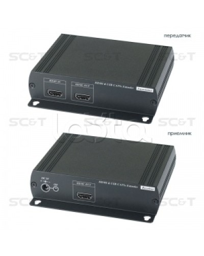 Удлинитель HDMI KVM (комплект приёмник + передатчик) по Ethernet до 120м (CAT5e) SC&T HKM01E в Белгороде Видеоусилители, Модуляторы, Делители Pintop.ru