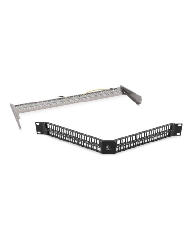 Угловая модульная патч-панель 19, 48 портов, 1U Cabeus (PLBHD-48-CON-SH) в Белгороде Патч панель Pintop.ru