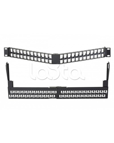 Коммутационная угловая панель 19” наборная, FTP, 1U, 48 портов, черный Eurolan (27A-00-48-01BL) в Белгороде Патч панель Pintop.ru