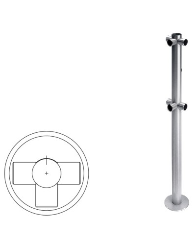 Стойка ограждения Т-образная с отверстием под фиксатор (антик серебро) Oxgard в Белгороде Ограждения Pintop.ru