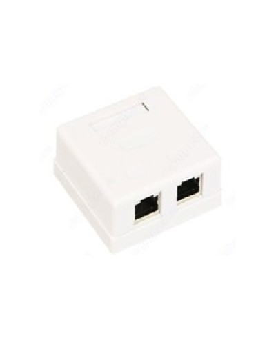 Розетка компьютерная RJ-45 (8P8C), категория 5e, двойная, внешняя (настенная), Dual IDC, экранированная, белая в Белгороде Розетки компьютерные и телефонные Pintop.ru