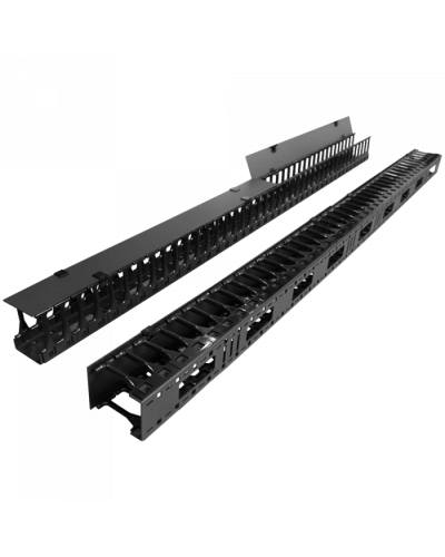 Вертикальные органайзеры с пласт пальцами, глубина 112 мм, 47U, черные TWT (TWT-CBB-DVO-47U/S) в Белгороде Кабельные органайзеры Pintop.ru