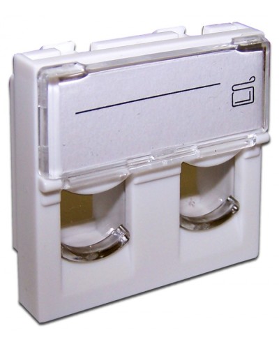 Вставка 45x45 на 2 модуля, со шторкой и увеличенным окном маркировки, белая LANMASTER (LAN-SIP-24L-WH) в Белгороде Коннекторы и разъемы Pintop.ru